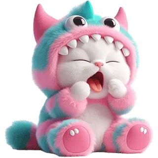 😜 f281c4ee cat, cute, monster, animal, pink, blue, furry telegram sticker