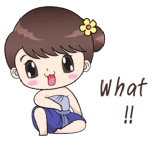 😀 14546fa4 What lindo, dibujos animados, chica, expresión, pregunta whatsapp sticker