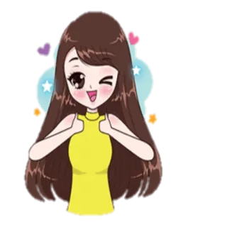 👍 174914fd Dibujo animado, Chica, Anime, Feliz, Lindo whatsapp sticker