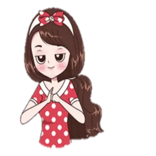 😏 1bb58a6d dibujos animados, chica, linda, saludo, vestido rojo, lazo, anime whatsapp sticker
