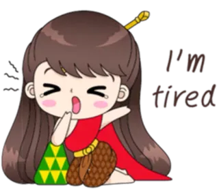 👧 5212e152 I'm tired dibujos animados, cansada, triste, llorando, chica, princesa whatsapp sticker