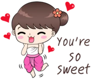 😊 606ed534 You're so sweet mono, dulce, corazón, dibujos animados, chica whatsapp sticker