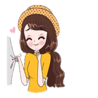 ☺️ 72316394 dibujo animado, chica, dibujo, feliz, corazón whatsapp sticker