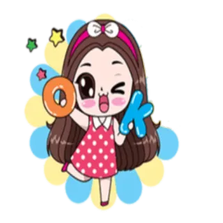 👌 79a5429d OK mono, dibujos animados, ok, chica, kawaii, aprobación whatsapp sticker