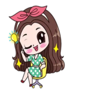 💡 88169209 dibujo animado, idea, bombilla, kawaii, chica, inteligente, pensando whatsapp sticker