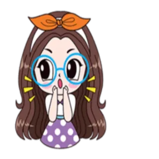 🙀 9655cfdc Dibujo animado, Chica, Lindo, Pegatina, Sorprendido, Emocionado whatsapp sticker