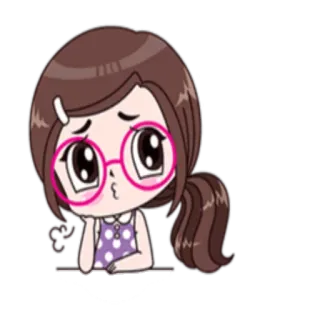 🙇 b6769830 dibujos animados, chica, gafas, linda, pegatina whatsapp sticker