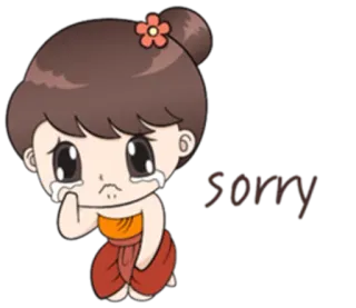 😭 c6349fda sorry triste, disculpa, dibujos animados, chica, emocional, lo siento whatsapp sticker