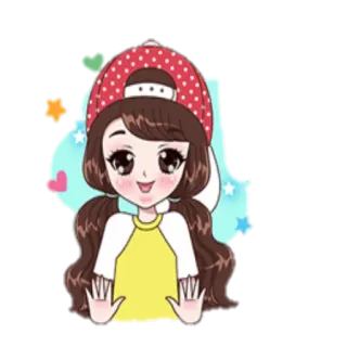 🤗 cb34d526 dibujo animado, chica, anime, lindo, pegatina, ilustración whatsapp sticker
