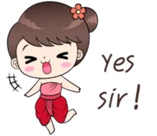 👮 ff74c48a Yes Sir! dibujos animados, chica, sí señor, lindo, acuerdo, afirmativo whatsapp sticker