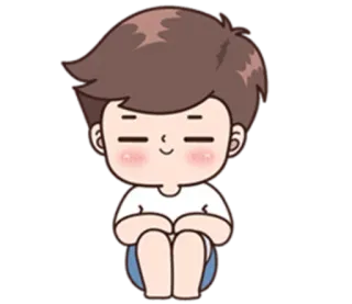 😌 0a39d354 漫画, 少年, かわいい, 座っている, デジタルアート telegram sticker