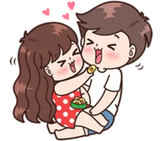 😋 7651b0c2 愛, カップル, 漫画, かわいい, ロマンス, ハート, ハグ telegram sticker
