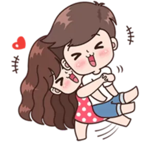 😆 7a17b6cd 漫画, カップル, 愛, ハグ, ロマンス telegram sticker