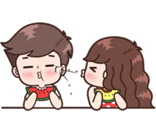 😗 aded1bd2 漫画, カップル, スイカ, かわいい, 愛 telegram sticker