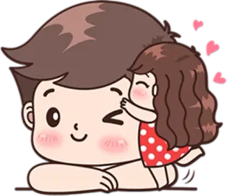 😘 2c4ac0df любовь, нежность, пара, мультфильм, сердечки, объятия whatsapp sticker