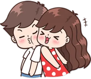 😆 508f137e Мультфильм, Пара, Объятие, Любовь, Милый whatsapp sticker