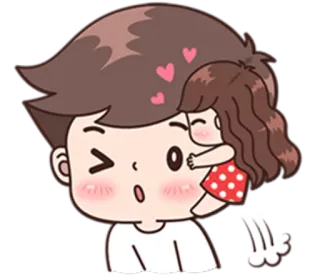 😘 587f6fc8 любовь, мультфильм, пара, объятие, милый whatsapp sticker