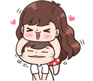 😆 6cf879f0 мультфильм, любовь, милый, пара, сердечки, объятие whatsapp sticker