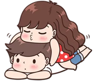 😘 7106a09a Мультфильм, Любовь, Пара, Милый, Поцелуй whatsapp sticker