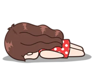 😓 a4a1ccd5 Мультфильм, Грустный, Расстроен, Лежит, Девушка, Эмоциональный whatsapp sticker