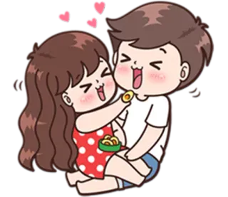 🍪 a7c18535 любовь, пара, мило, сердца, мультфильм whatsapp sticker
