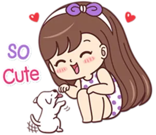 🐶 4542ce8a So Cute 귀여운, 소녀, 강아지, 만화, 사랑, 사랑스러운 telegram sticker
