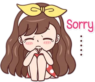 😢 2a7208fd Sorry Entschuldigung, traurig, Cartoon, süß, Mädchen, Tränen telegram sticker