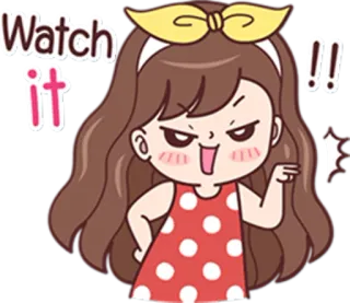 😈 a86d2adb Watch it !! Mädchen, Cartoon, Ausruf, Warnung, Achtung telegram sticker