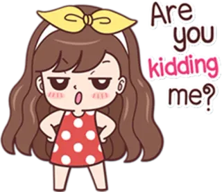 😠 c7a79be1 Are you kidding me? Cartoon, Mädchen, Frage, Ausdruck, Verwirrt, Genervt telegram sticker