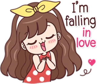 😌 e051e163 I'm falling in love liebe, mädchen, verliebt sein, cartoon, niedlich, herz telegram sticker
