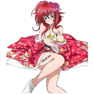 💋 2e220e25 DIGE44 Anime, Mädchen, sexy, rote Haare, Bikini telegram sticker