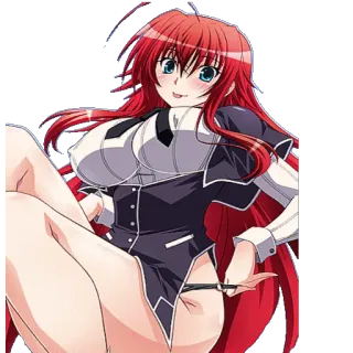 ☺️ 311a0b77 Rias Gremory High School DxD Anime, rote Haare, sexy, Ecchi, Fanart telegram sticker