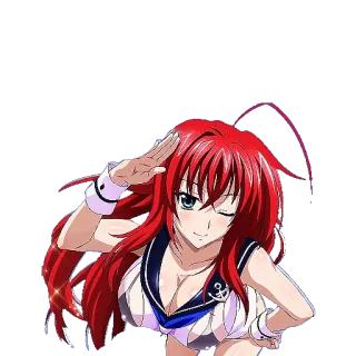 😜 4be8bfc6 Rias Gremory High School DxD Anime, rote Haare, Waifu, Fantasy, Matrose, Mädchen telegram sticker