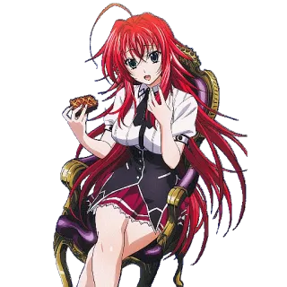 🍰 cbda0271 Rias Gremory High School DxD Anime, rote Haare, Waifu, Essen, hübsch, Mädchen telegram sticker