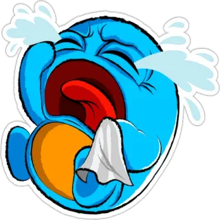 😿 03c4120f ร้องไห้, เศร้า, อารมณ์, น้ำตา, การ์ตูน, สีน้ำเงิน, นก telegram sticker
