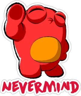 😒 f77ddc4c NEVERMIND การ์ตูน, สีแดง, ตัวละคร, สีหน้า, เดิน telegram sticker