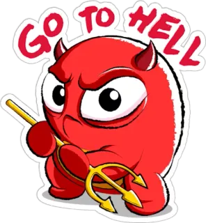 😈 d143cfa5 GO TO HELL Teufel, Cartoon, Wütend, Beleidigend, Hölle, Dreizack telegram sticker