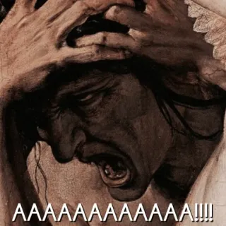😱 d6519315 AAAAAAAAAAA!!!! cri, expression, douleur, stress, art vintage, anxiété, frustration whatsapp sticker