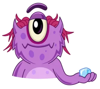 🥶 ceaa4bf2 mostro, un occhio, viola, cubetto di ghiaccio, cartone animato, carino telegram sticker