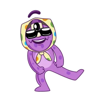 😱 ea183218 mostro, cartone animato, divertente, ciclope, sciarpa, occhiali da sole, viola telegram sticker