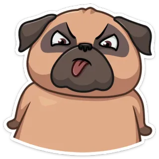 😋 0355485a หมา, ปั๊ก, โกรธ, การ์ตูน, สติกเกอร์, สัตว์เลี้ยง, สัตว์ telegram sticker