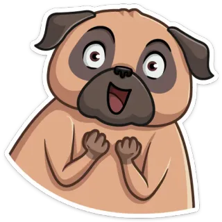 🎉 2cc11d42 หมา, ปั๊ก, การ์ตูน, สัตว์, น่ารัก, มีความสุข, ตื่นเต้น telegram sticker