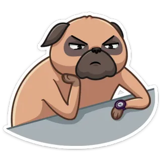 🕐 45c5017e หมา, ปั๊ก, สัตว์, สัตว์เลี้ยง, การ์ตูน, นาฬิกา telegram sticker