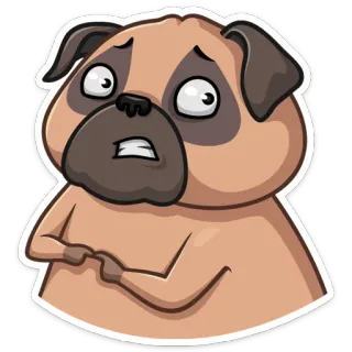 😬 82971046 ปั๊ก, หมา, การ์ตูน, สัตว์, เศร้า, น่ารัก, กังวล telegram sticker