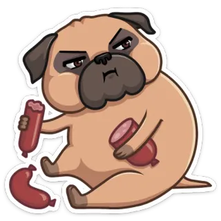 🍔 a3ee07e6 หมา, ปั๊ก, ไส้กรอก, อาหาร, สัตว์, การ์ตูน telegram sticker