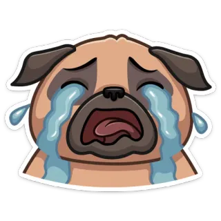 😭 be74b578 สุนัข, ปั๊ก, ร้องไห้, เศร้า, อีโมจิ, น้ำตา, เสียใจ telegram sticker