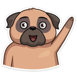 ✋ d66b7ca8 ปั๊ก, หมา, สัตว์, ทักทาย, โบกมือ, เป็นมิตร, การ์ตูน telegram sticker
