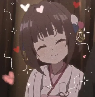 💗 3f90884f аниме, девушка, мило, каваи, блестящий, сердечки, улыбается telegram sticker