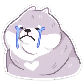 😭 0146af8a triste, pleurer, chien, animal, dessin animé, coeur, autocollant telegram sticker