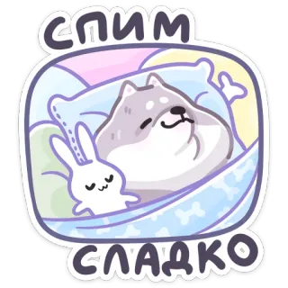 😴 64d14baf спим
сладко chien, lapin, dormir, mignon, kawaii, sommeil, oreiller, couverture telegram sticker